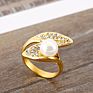 Freshwater Cultured Pearl Shell Bypass Ring Double Pearl Wrap Knuckle Ring Stainless Steel for Women Girlfriend