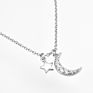 Fuamay Silver Star Moon Stone Necklace 925 Bling Crescent Stars and Moon Necklaces Cadenas De Mujer