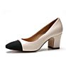 Genuine Leather Pump Shoes Chunky High Heels Shoes for Women