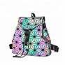 Geometry Hologram Laser Backpacks Pu Leather Travel Casual Backpack Large