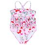 Girls Infant Swimwear One-Piece Sweet Pink Swimsuit Ruffled Floral Printed Bikini for Girls