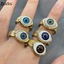 Gold Filled Jewelry Evil Eye Rings Jewelry Accessories Big Wide Bang Evil Eye Stones Ring 18 Gold Plated Enamel Ring