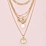 Gold Jewelry Necklace Niche Design Coin Flower Angel Decor Charm Layered Necklace for Women