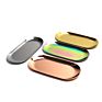 Gold Oval Towel Storage Fruit Cosmetics Jewelry Trays Metal Organizer Cookie Rolling Stainless Steel Decorative Tray
