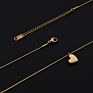Gold Plated 316 Stainless Steel Chain Herringbone Heart Pendant Necklace Jewelry for Girls