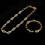 Gold Plated Big Cuban link Necklace Bracelet Chain Jewelry Set