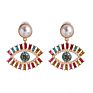 Gold Plated Big Eyes Diamond Evil Eyes Alloy Crystal Stud Earrings Women