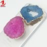 Golden Rim Edge Natural Stone Gemstone Geode Quartz Crystal Druzy Slice Mobile Phone Holder Grip Socket for Cell Phone