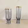 Green Colored Stemware Strong Solid Stem Gold Rimmed Wine Glass Cup Set for Wedding