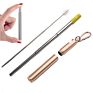 H526 Drinking Beverage Outdoor Reusable Eco Friendly Foldable Straw Case with Bottle Opener Keychain Collapsible Straws