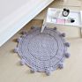 Handmade Crochet round Knit Area Rug Carpet Mats Blanket Bedroom Living Room Sofa Table Nursery Carpet Pom Pom Playmat Blanket