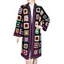 Handmade Ladies Cotton Black Women Long Cardigan Crochet Women Sweater Coat Top