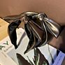 Handmade Luxury Pu Bow Knot Leather Headbands for Women Cute Solid Color Hairband Simple Wide Hair Loop Accessories