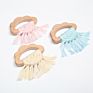 Handmade Macrame Wooden Cloud Baby Teether Soothing Ring Newborn Shower Gifts