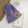 Hf Candy Color Smiley Face Label Warm Knitted Hat