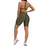 High-Rise Waistband 4-Way Stretch Olive Textured V-Cut Scrunch Women Biker Shorts