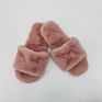 High Hope Grey Women's Cross Band Furry Slippers House Shoes Indoor Comfortable Rabbit Faux Fur Slipper
