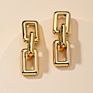 Hip Hops Jewelry 24K Gold Plated Geometric Chain Drop Earrings Punk Chunky Link Chain Earrings for Cool Girls