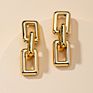 Hip Hops Jewelry 24K Gold Plated Geometric Chain Drop Earrings Punk Chunky Link Chain Earrings for Cool Girls