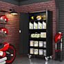 Home Office 2 Door Metal Storage Cabinet with Wheels Movable File Cabinet 4 Adjustable Shelves