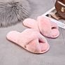 Home Slippers Shoes Ladies Cross Soft Plush Furry Female Open Toe Slides Women Warm Faux Fur Slippers