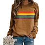 Hoodies Pullover Causal Rainbow Printed Long Sleeves O Neck Loose Sweatshirt Women Hoodies Pullover