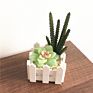 Hotsale Indoor Decoration Desk Plant Artificial Succulents Plant with Wood Fence Base for Home Office Decoration