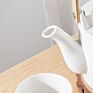 Household Drinkware Stainless Steel Infuser White Black Porcelain Teapot with Wood Handle