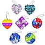 Huamj Adult Stress Relief Silicone Push Bubble Mini Kids Popper Toy Key Chain Pop Heart Valentine Fidget Keychain