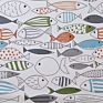 Hw- Sardinia - Modern Multi-Color Fish - Cotton Printed - Designer Shower Curtain - 72" X 72" - Machine Washable