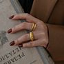 Hypoallergenic Women's Jewelry 18K Gold Plated Stainless Steel Chunky Twisted Croissant Dome Ring