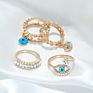 In Stock 4Pcs/Set Gold Plated Evil Eye Ring Set Women Jewelry