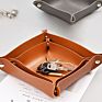 In Stock Folding Leather Valet Tray Pu Leather Organizer Tray with Small and Big Size