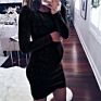 In Stock Items Solid round Neck Long Sleeve Pregnant Women Maternity Dress