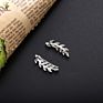 925 Sterling Silver Feather Leaf Ear Cuff Crystal Diamond Earrings