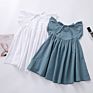 Ins Girls Dress Cotton and Linen Solid Color Flying Sleeve Skirt Baby Princess Dress Girl Dress