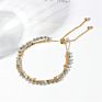 Ins Natural Stone Crystal Multilayer Bracelet Real Gold Plated Adjustable Triple Layer Crystal Beads Chain Bracelet