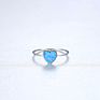 Isunni Heart Rings 925 Sterling Silver Minimalist Opal Ring