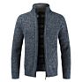 Jacketown 5 Colors Standing Collar Long Sleeves Fit Plain Blank Cardigan Knit Sweater Jacket with Zipper Stylish Bomber