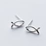 Japan Korea Style S925 Sterling Silver Cute Concise Fish Stud Earring Women Jewelry