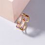 Jewelry Colorful Irregular Zircon Double Layer Open Rings Adjustable Multi Gemstone Brass Ring for Women