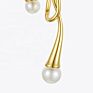 Jewelry Gold Color Irregular Knot Double Pearl Ear Clip Environmental Brass Earrings Lasting Color Retention E201148
