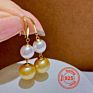 Jewelry Simple Design Gold Color 925 Sterling Silver Pearl Earring Hook Necklace Set Mounting without Chain