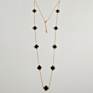 Jewelry Stainless Steel Four Leaf Clover Black Green Red White Shell Long Necklace for Women
