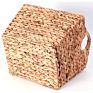 Jialan Rectangular Weave Wicker Rattan Basket Woven Water Hyacinth Storage Baskets with Cutout Handles