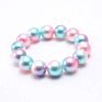 Kids Children 12Mm Cute Mermaid Beads Jewelry Fancy Tie Dye Acrylic Pearl Beaded Elastic Bracelets