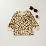 Kids Printed Pajamas Girls Leopard Print Long Sleeve Shirt and Leggings Pajamas Set