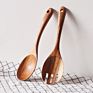 Kitchen Appliance Tools Fruit and Vegetable Salad Servers Eco Friendly Teak Wood Spoon Fork for Cooking