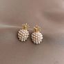 Korea Style Lady Party Wedding Gift Pineapple Pearl Sliver 925 Stud Earrings for Women