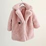 Korean Children Clothes Solid Color Kids Faux Fur Jacket Thick Warm Coat